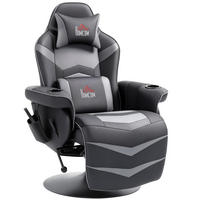 RELAXSESSEL mit Massagefunktion, Elektrisch Fernsehsessel mit Liegefunktion - Schwarz/Grau, Leder/Kunststoff (82.5/111.5/78cm) - HOMCOM