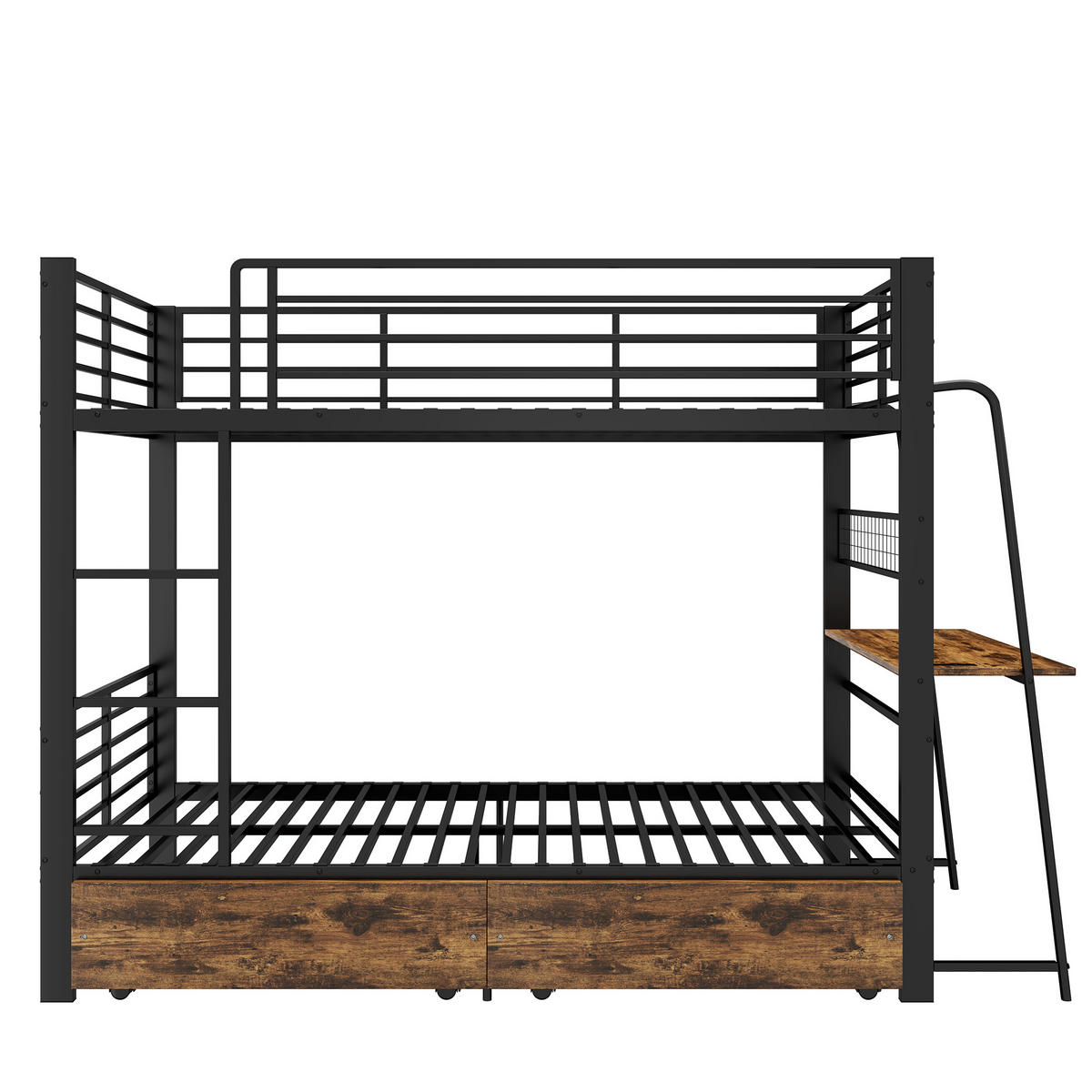 ETAGENBETT 90/200 cm DE-33081 mit Schreibtisch und LED Schwarz - Schwarz, Metall (90/200cm) - ComfortXL