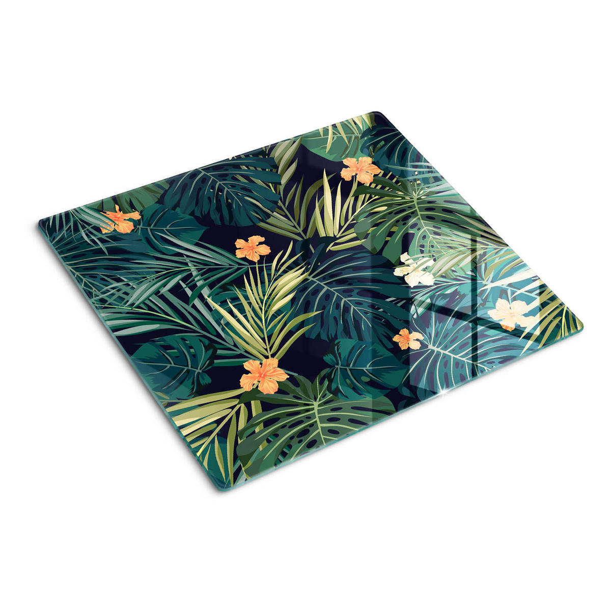 GLASPLATTE 60x52 cm Tropische Blätter - Grün, Glas (60/0.4/52cm) - TULUP