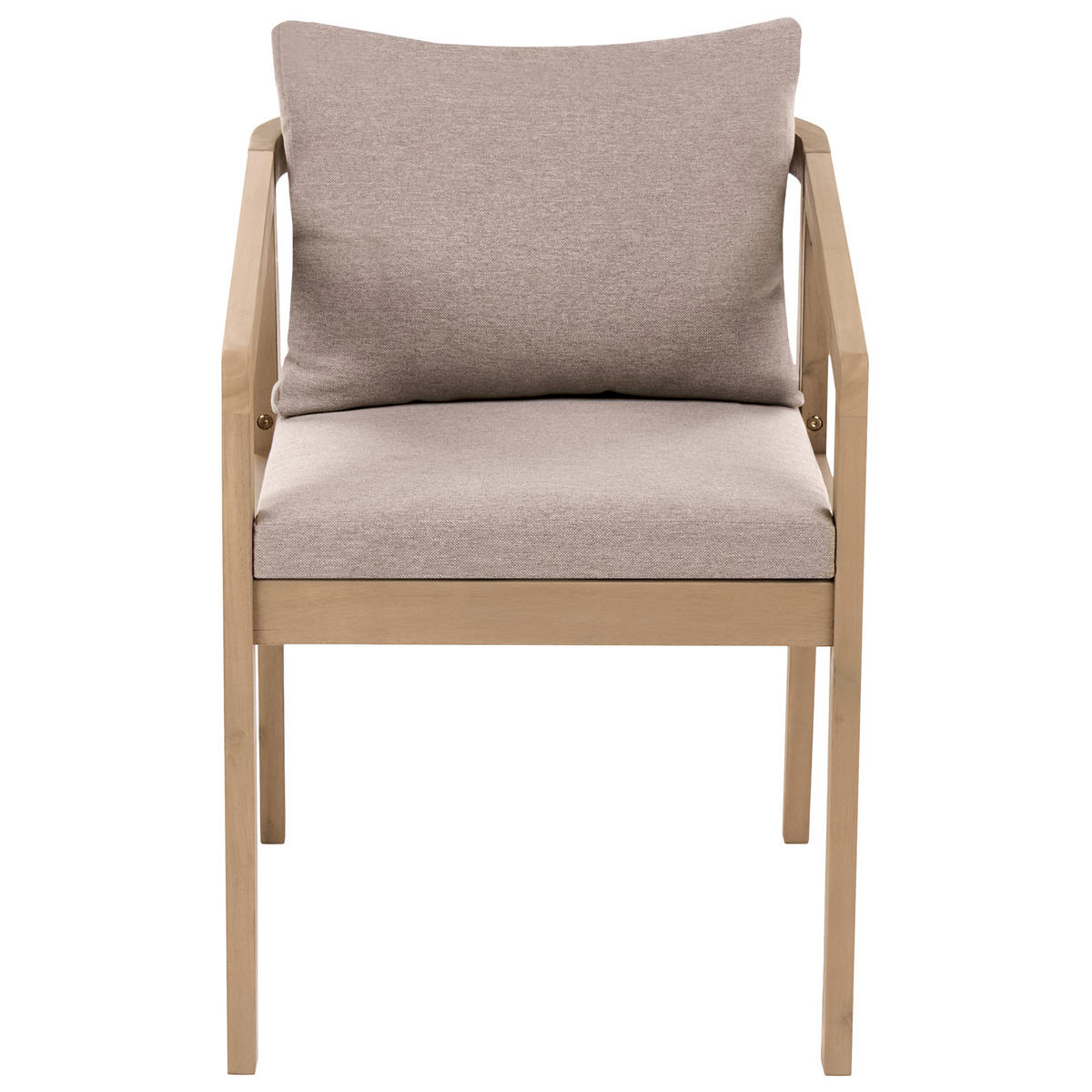 STUHL 2er-Set und Sitzkissen zertifiziertes Akazienholz Hellbraun Toscanella - Hellbraun/Beige, Holz (53/83/67cm) - Beliani