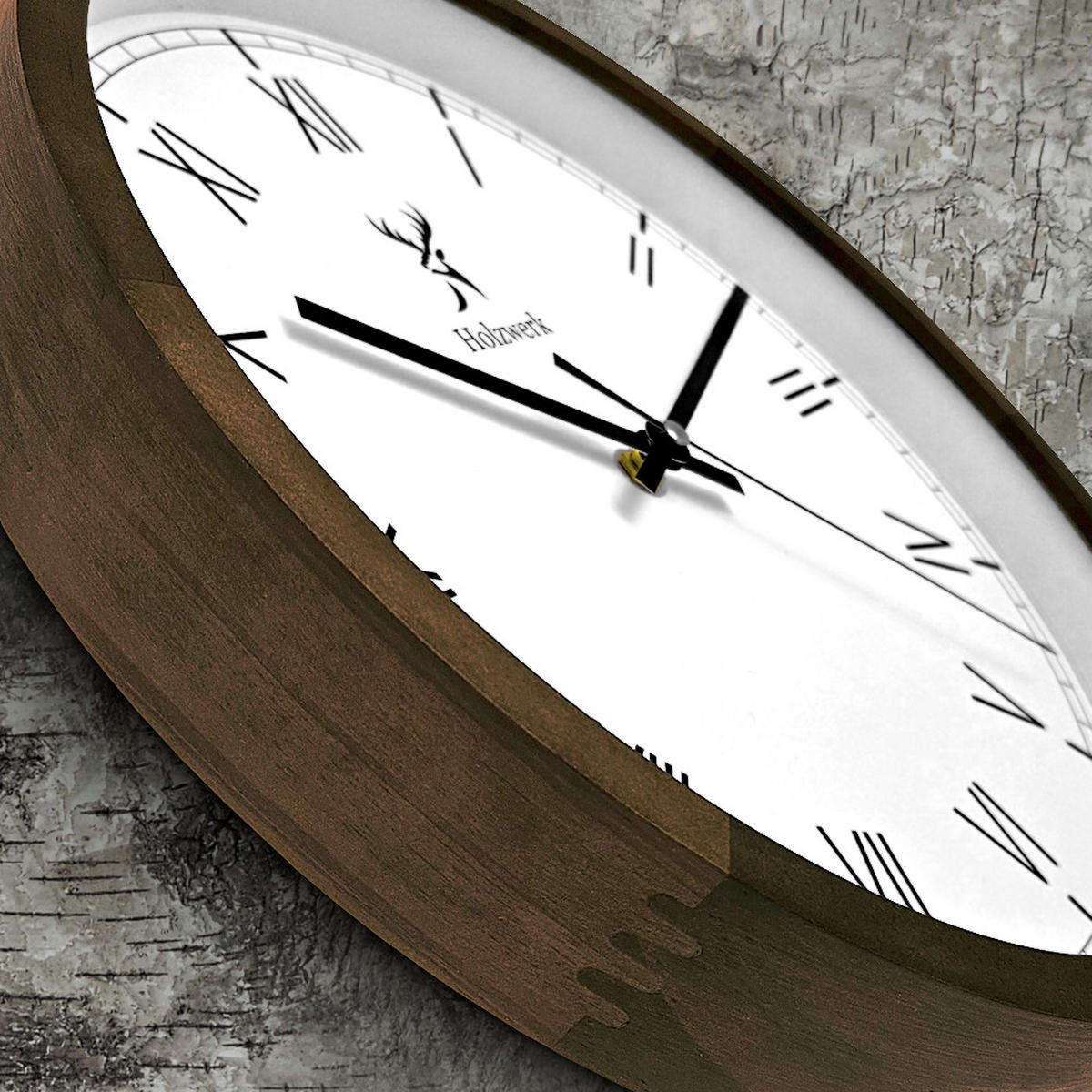 WANDUHR Holz Designer EISENBERG Loft Wand Uhr, braun, weiß - Schwarz/Braun, Glas/Holz (30/30/4.2cm) - Holzwerk
