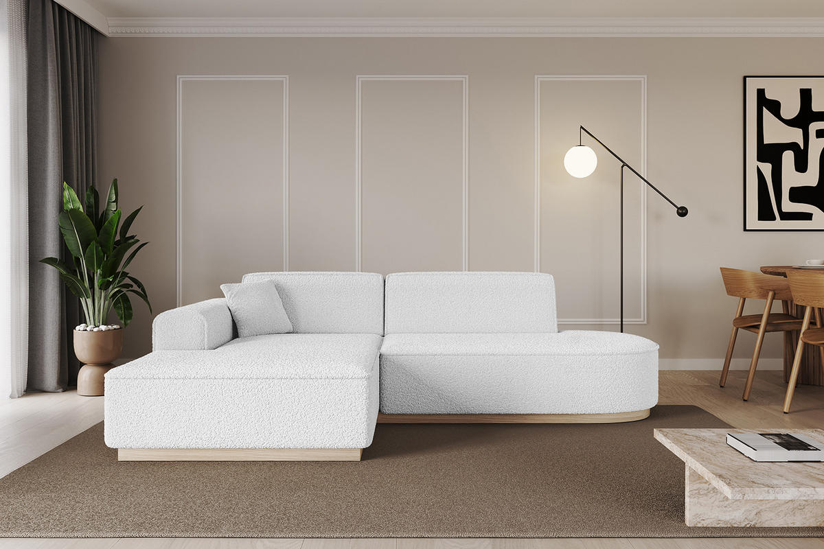 ECKSOFA Ottomane Links IREA-L1 - 232x165x80 cm Weiß - Weiß, Holzwerkstoff/Textil (232/165cm) - ALTDECOR