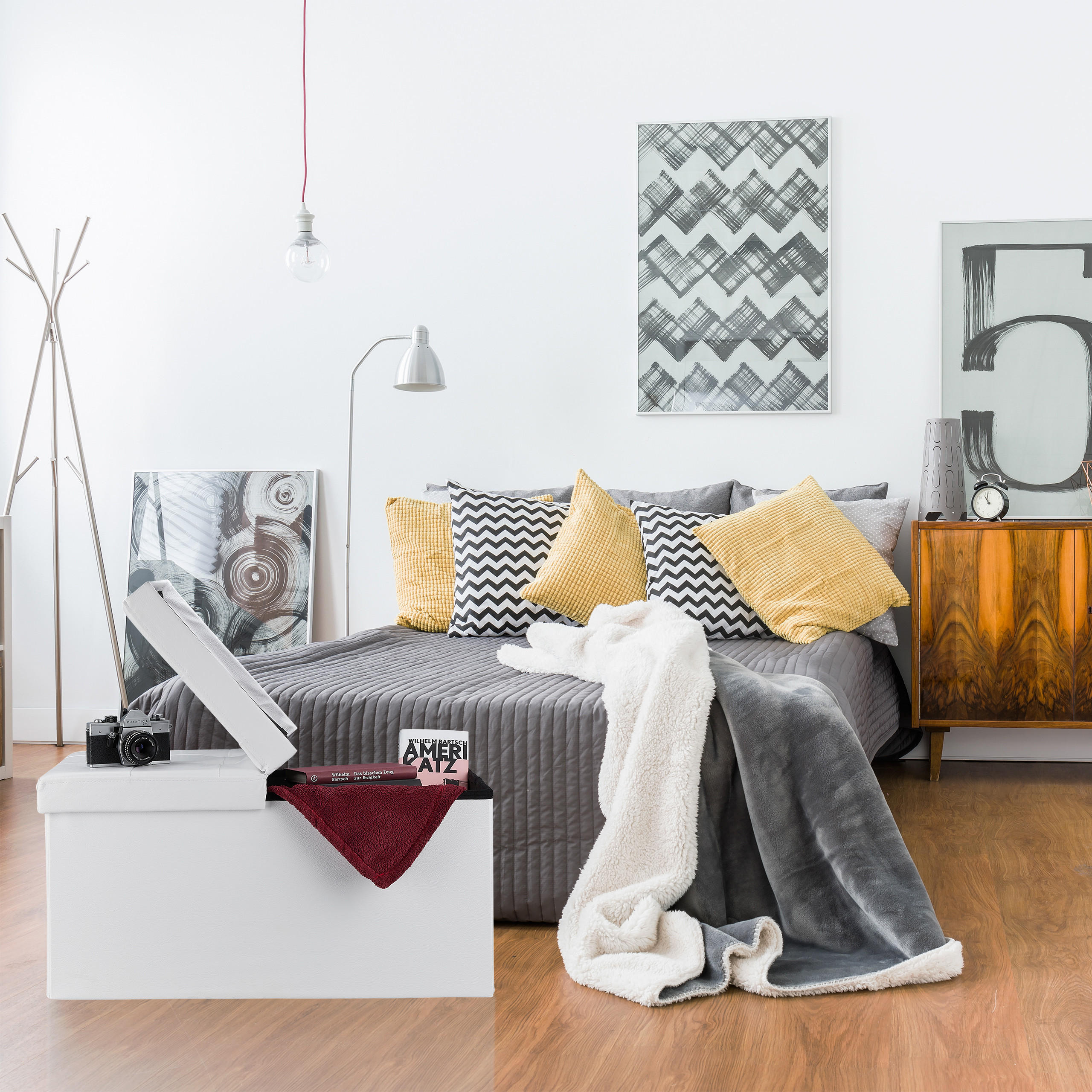 SITZBANK - Weiß, Holzwerkstoff/Kunststoff (75/39/37cm) - Relaxdays