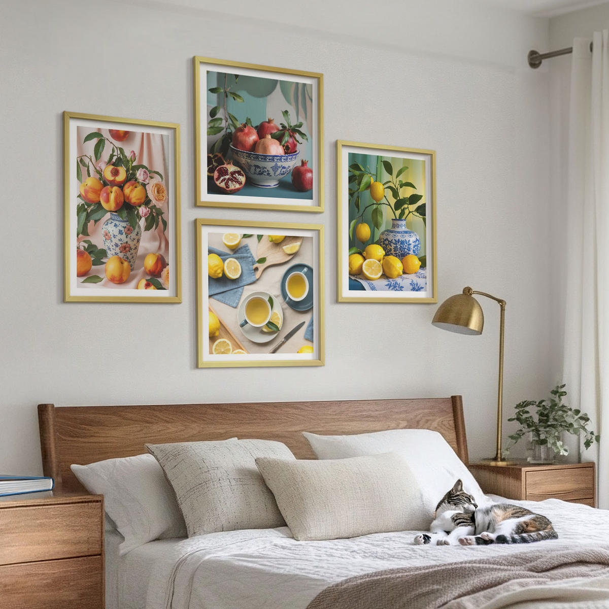 WANDBILDER 4er Set - 50x50 cm & 40x60 cm Goldrahmen - Matisses stilvolle Figuren - Goldfarben, Kunststoff (50/50cm) - ArtPrintCave