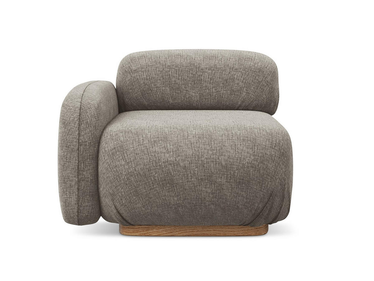 SOFAELEMENT Links Chenille Stoff Grau - Taupe/Braun, Holz/Textil (95/73/95cm) - Makamii