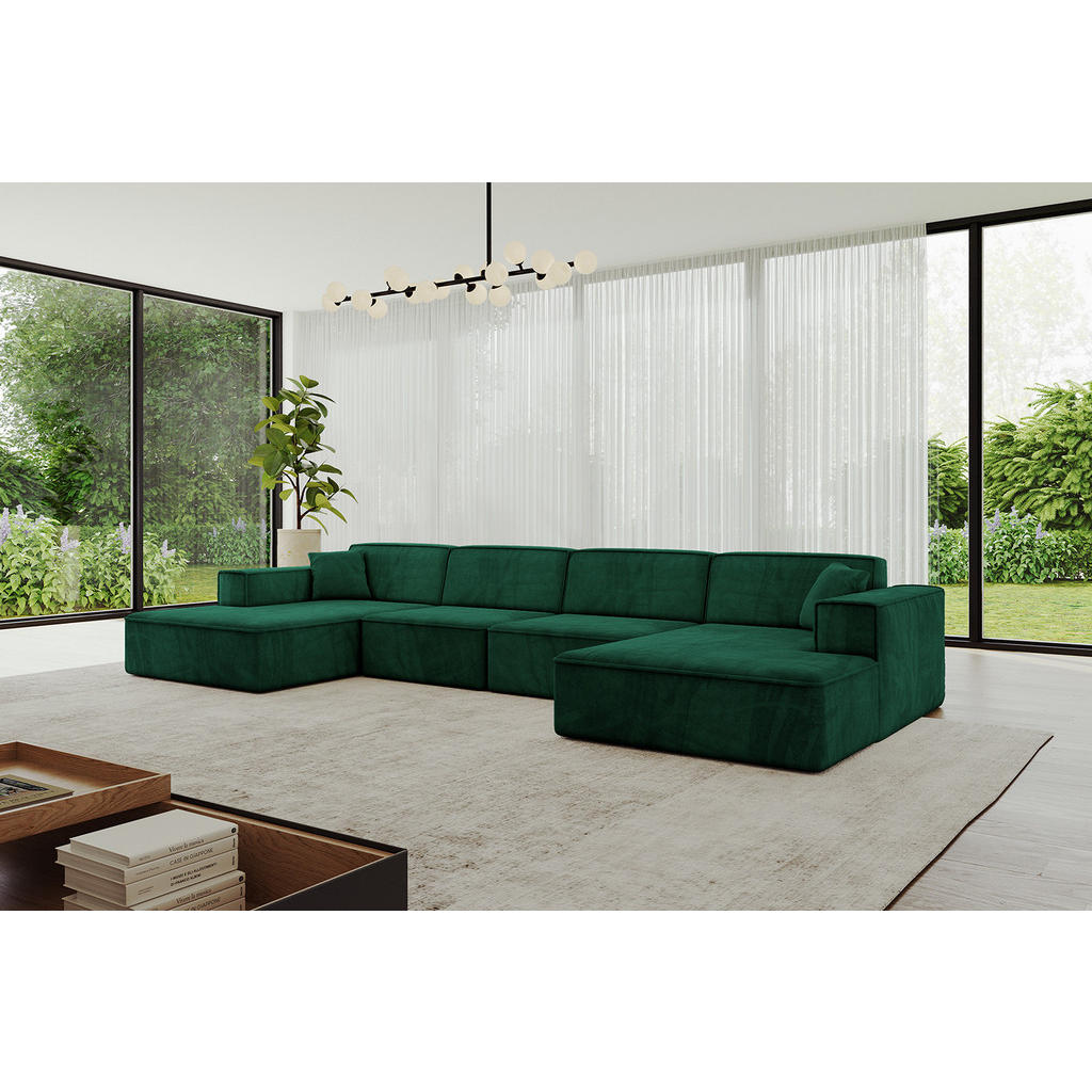 Thumbnail - Altdecor Wohnlandschaft, Grün, Textil, 6-Sitzer, 382x72x165 cm, Wohnzimmer, Sofas & Couches, Wohnlandschaften, Wohnlands...
