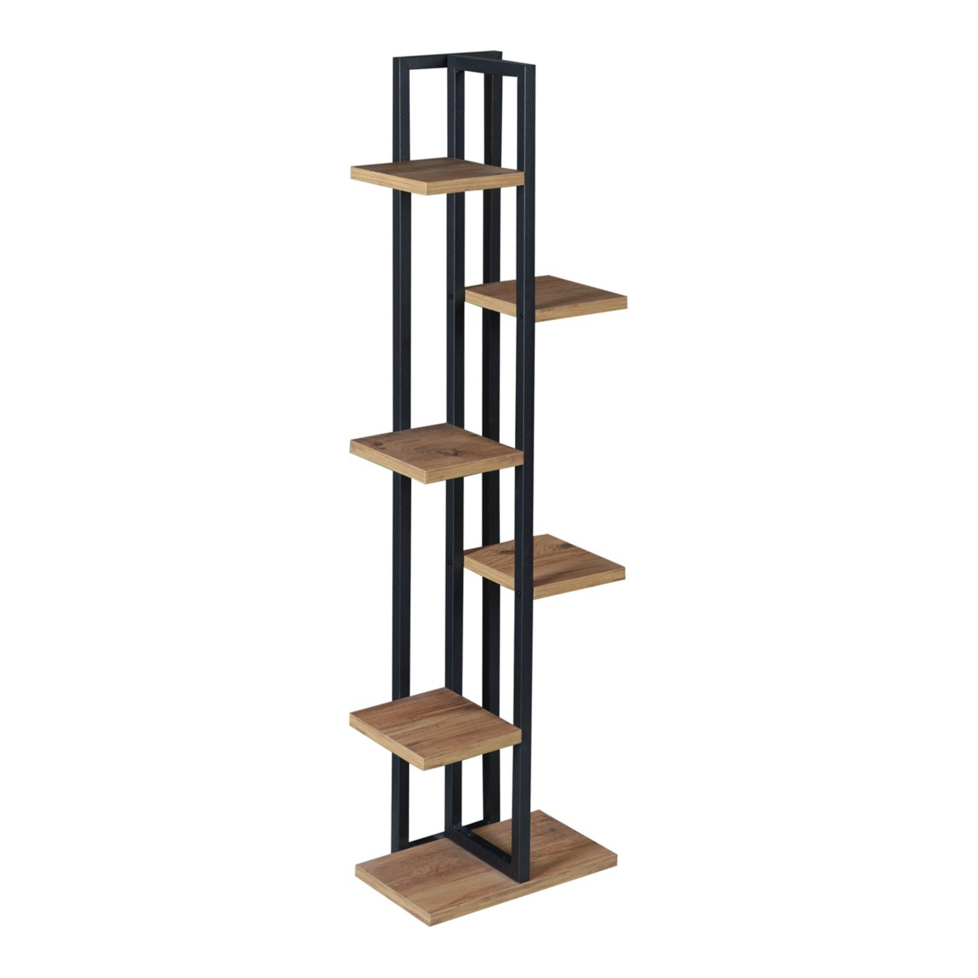 PFLANZENREGAL Tohmajärvi - Walnussfarben/Schwarz, Holzwerkstoff/Metall (34/120/21cm) - [en.casa]
