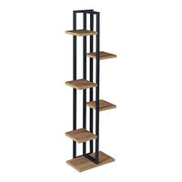 PFLANZENREGAL Tohmajärvi - Walnussfarben/Schwarz, Holzwerkstoff/Metall (34/120/21cm) - [en.casa]