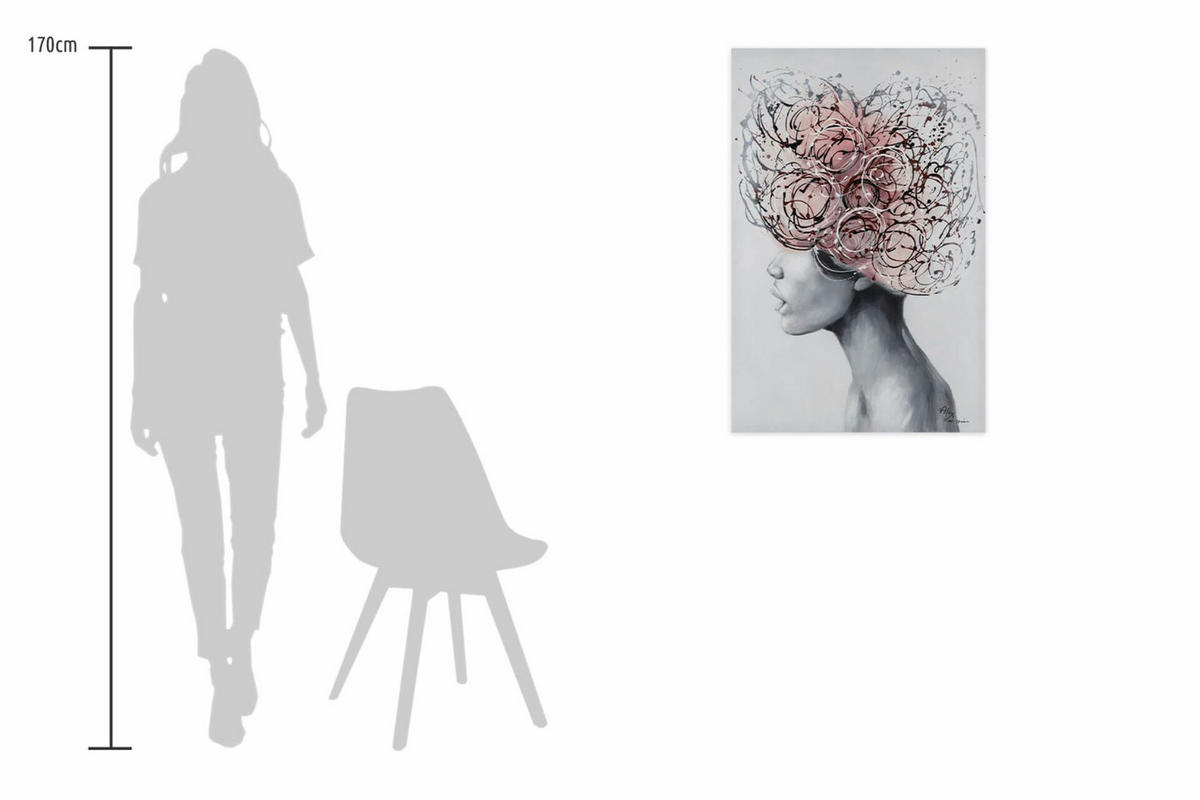 ACRYLBILD HANDGEMALT 60/90 cm - Pink/Grau, Holz/Textil (60/90cm) - KUNSTLOFT