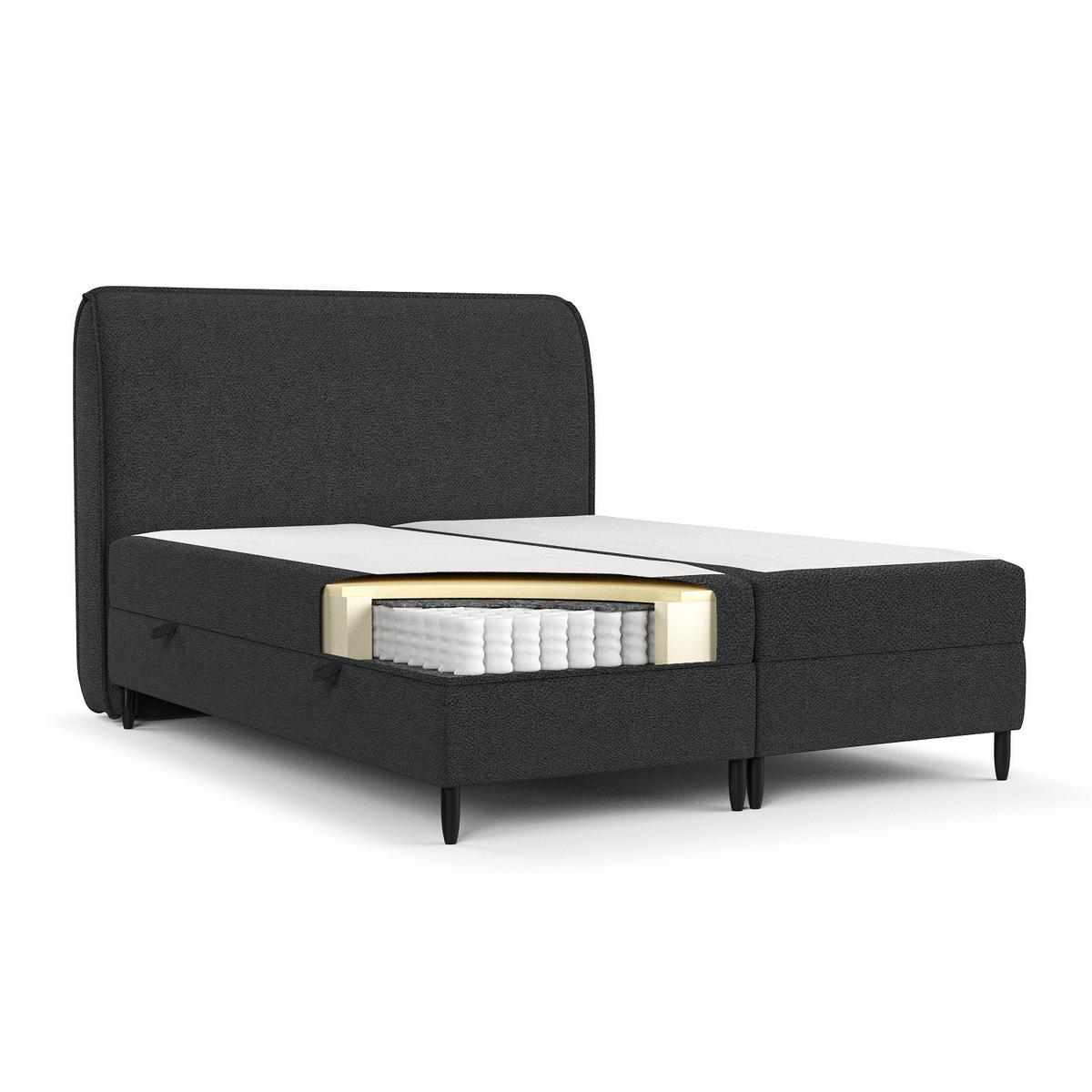 BOXBETT Lunaro 200/200 cm Anthrazit im Bubble Stoff - Anthrazit/Schwarz, Holz/Holzwerkstoff (200/200cm) - AltaBeds