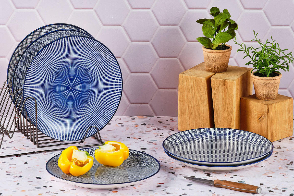 TELLER Pattern Ø26cm - 6er-Set - Dunkelblau - Blau, Keramik (26cm) - Björn