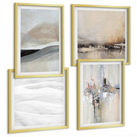 BILDER SET 4er Set - 50x50 cm & 40x60 cm Goldrahmen - Abstrakte Erdmuster - Goldfarben, Kunststoff (50/50cm) - TULUP
