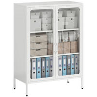 AKTENSCHRANK DE-14514 2 Glastüren mit verstellbaren Böden Weiß - Weiß, Metall (40/110/80cm) - ComfortXL