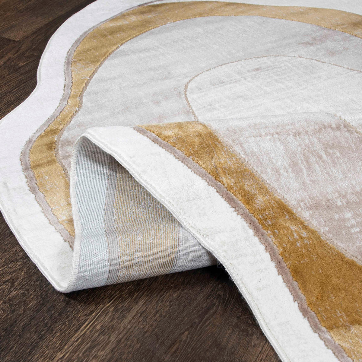 TEPPICH Beige Abstrakt - Kurzflor Unregelmäßig Unregelmäßige Form - Creme Golden - 200 x 300 cm - Sahara, Textil (200/300cm) - Mazovia