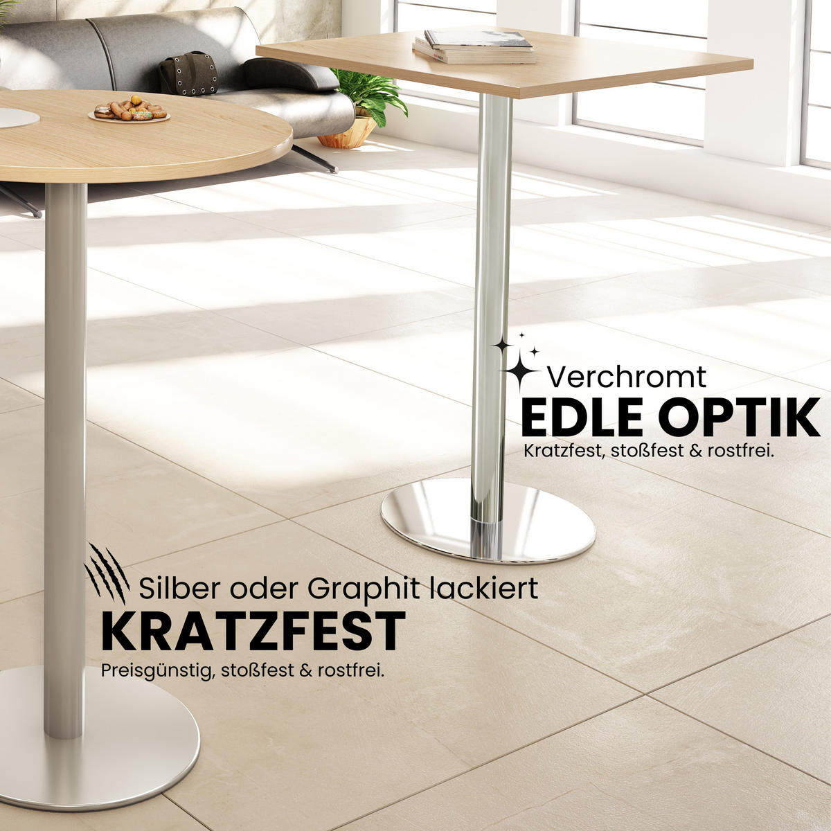 STEHTISCH rund STH 80/80/111,6 cm in Wildeiche/Silberfarben - Wildeiche/Silberfarben, Holzwerkstoff (80/80/111.6cm) - bümö