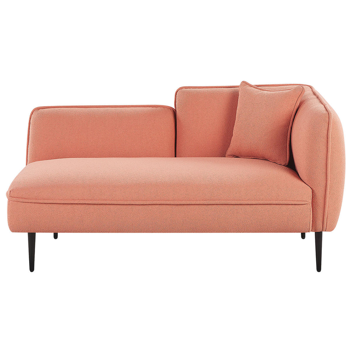 CHAISELONGUE Bouclé pfirsichrosa rechtsseitig Chevannes - Pink/Schwarz, Textil (138/74/77cm) - Beliani