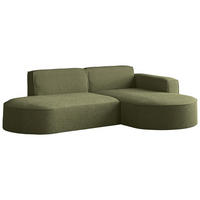 ECKSOFA Hana L-Form 3-Sitzer Ecke Rechts, Boucle, Grün 241/73/168 cm - Schwarz/Grün, Textil/Metall (168/241cm) - WFL GROUP