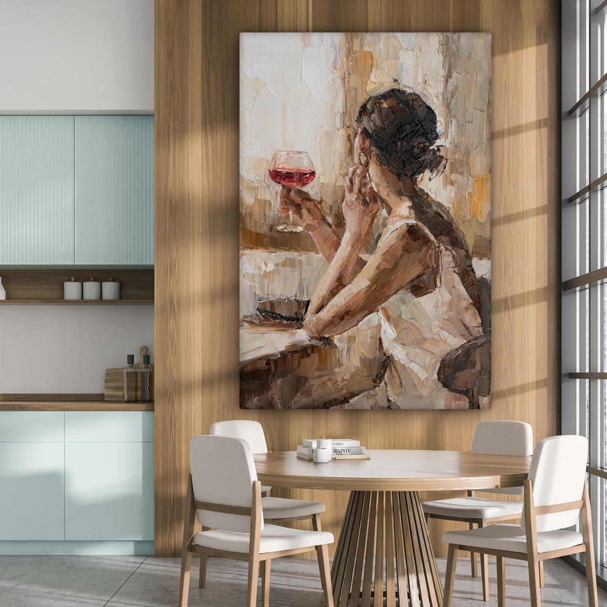 SLIKA NA PLATNU Slika na platnu vino (olje) 90x140 cm - svetlo rjava, tekstil (90/140cm) - MuchoWow