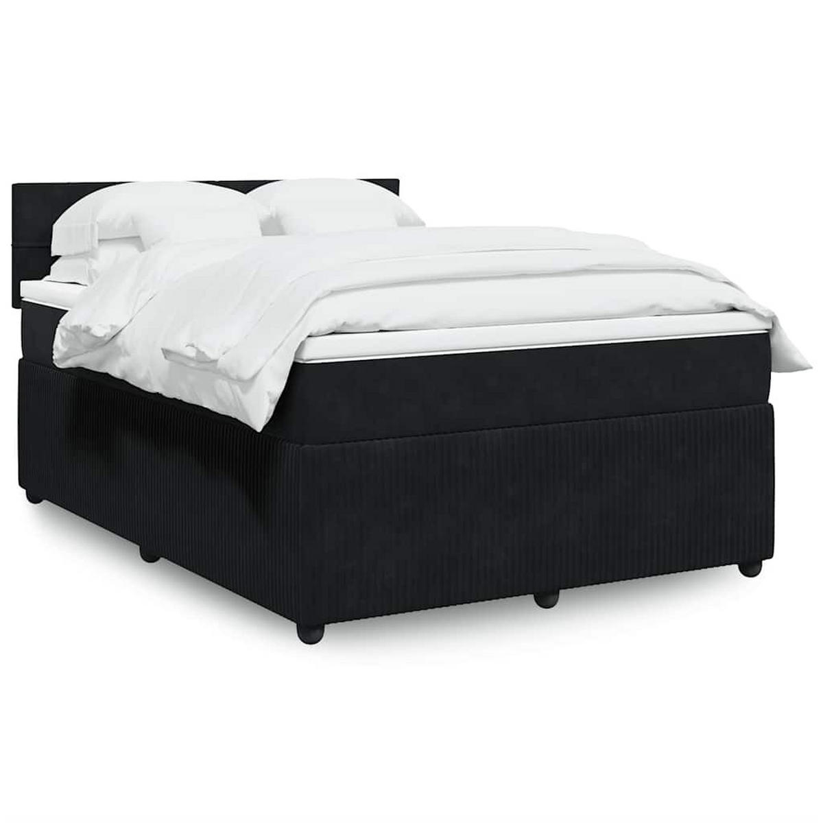 BOXSPRINGBETT Mit Matratze Schwarz 140/200 Cm Samt - Schwarz, Textil (140/200cm) - vidaXL