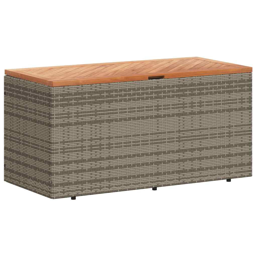 GARTENTRUHE Grau 110x50x54 cm Poly Rattan Akazienholz - Grau, Kunststoff (110/54/50cm) - furnicato