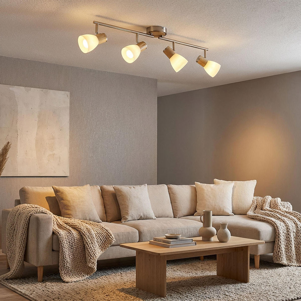 LED DECKENLEUCHTE Metall Silber GYLFI - Silberfarben, Glas (50/9/15.5cm) - Globo Lighting