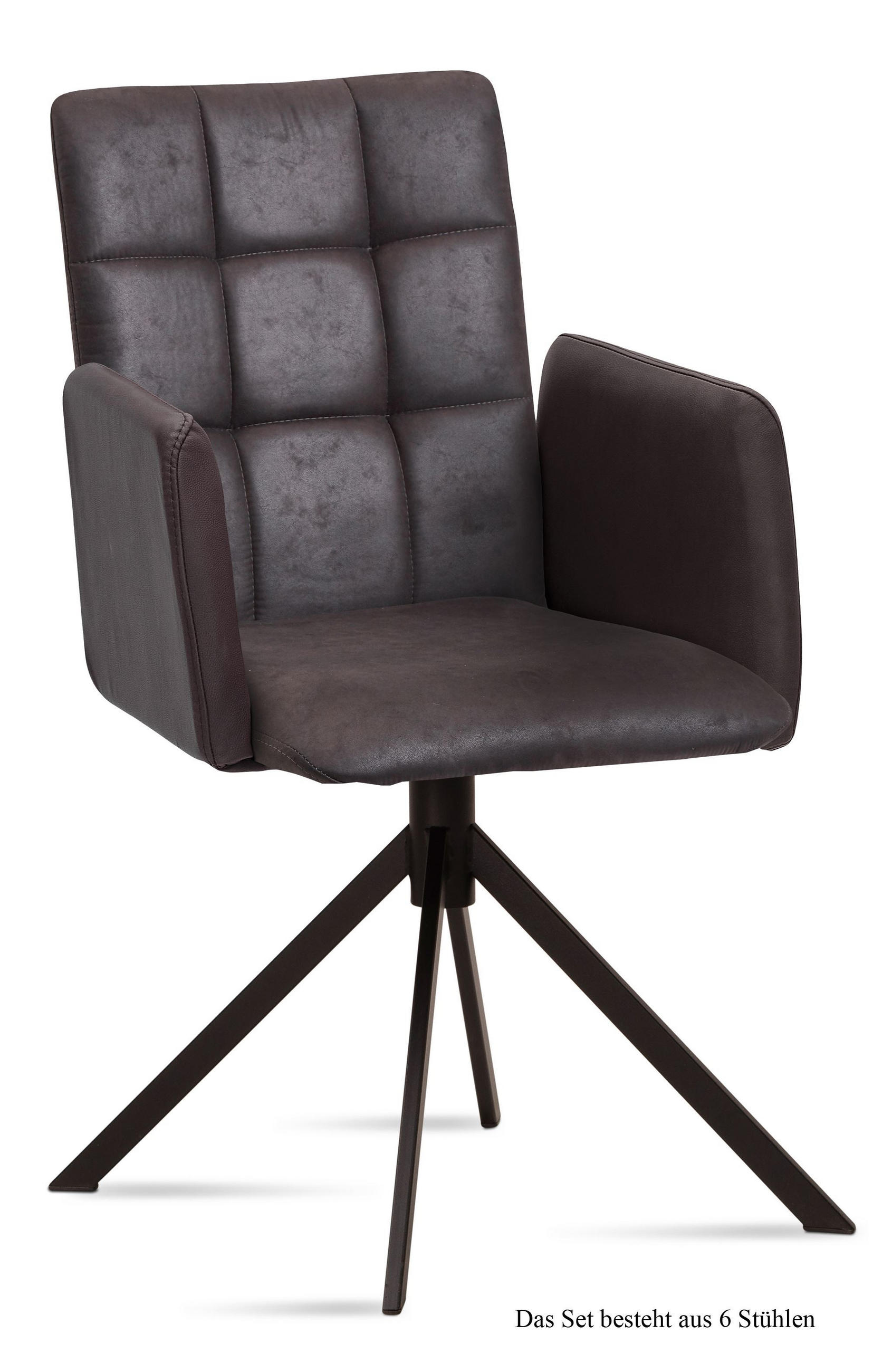 ARMLEHNSTUHL (6er-Set) Drusi 52x91x60 Schwarz/Espresso - Dunkelbraun/Schwarz, Kunststoff (60/91/52cm) - 58aufmkessel