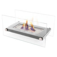 BIOETHANOL-KAMIN Grau Tischmodell inklusive 0.25 L Brennblock - Grau, Glas (34/16/16cm) - Purline