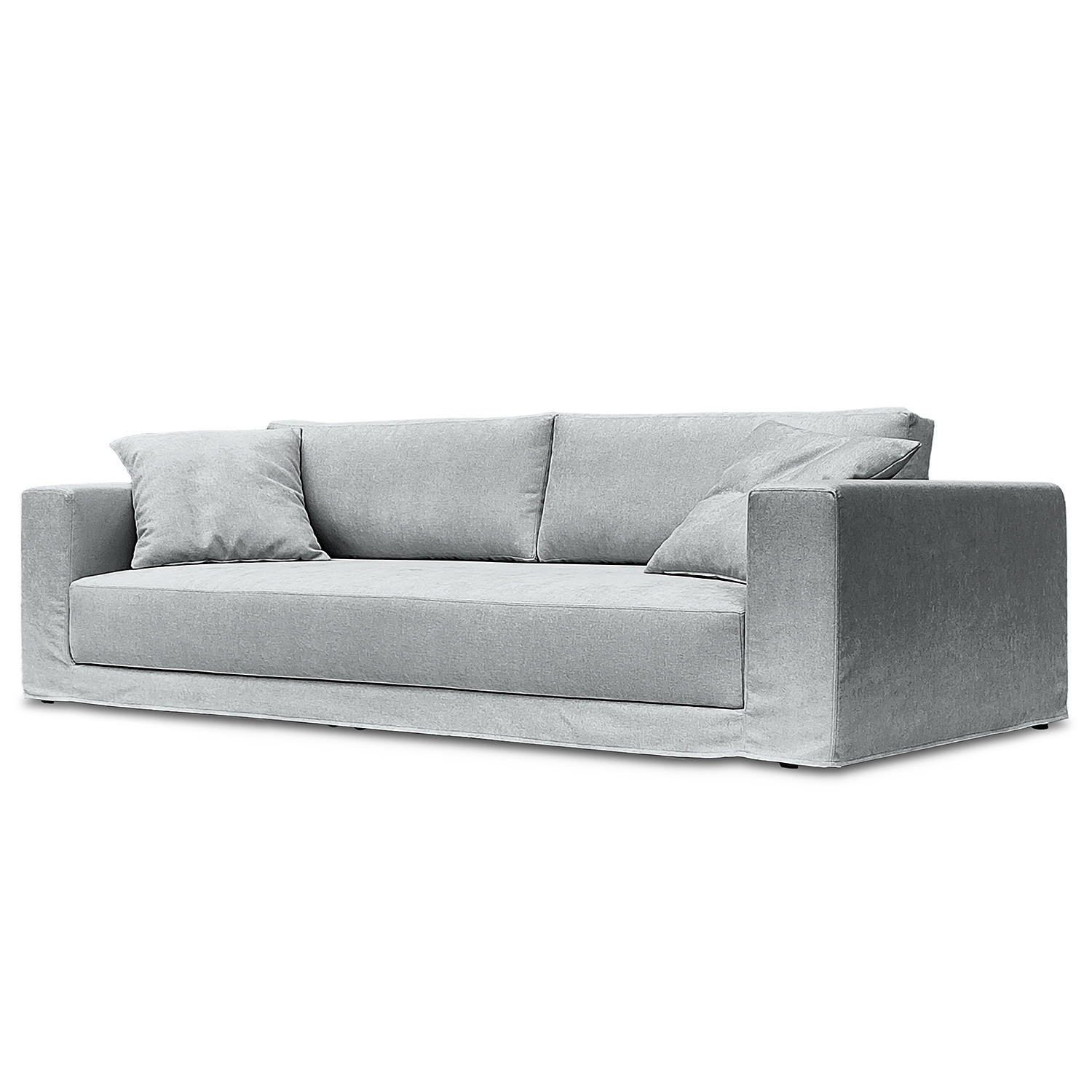 BIGSOFA mit Wechselbezug - Webstoff - Hellgrau/Schwarz, Kunststoff/Textil (265/63/122cm) - home24