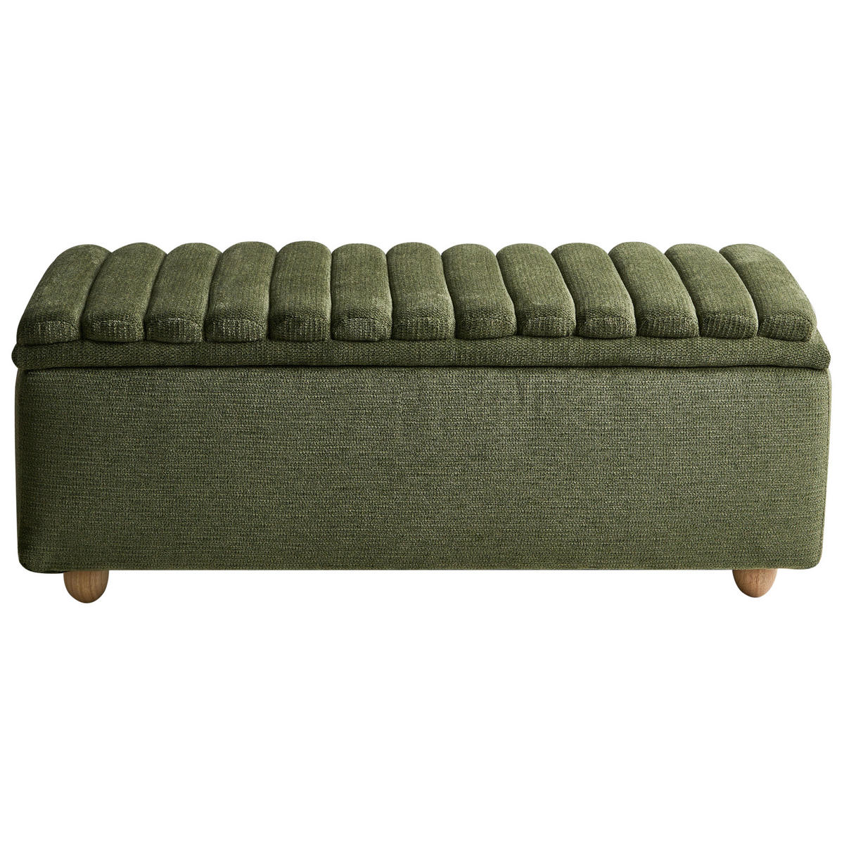 POLSTERBANK mit Stauraum Stoff Grün Salida - Braun/Grün, Holz/Textil (115/54/39cm) - Beliani