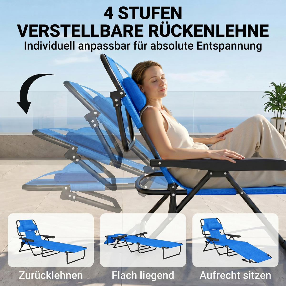 GARTENLIEGE Blau 1 Stück - Blau, Naturmaterialien (72/31/194cm) - GiPP