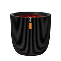 BLUMENTOPF Kugel Groove schwarz 35x34 cm - Schwarz, Kunststoff (1/34/1cm) - aplanta