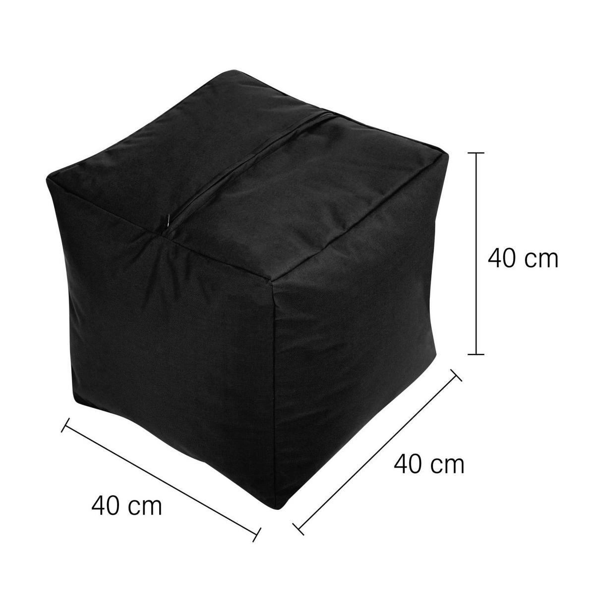 SITZSACK-HOCKER Pouf "Cube" 40x40x40cm - Schwarz, Textil (40/40/40cm) - Green Bean