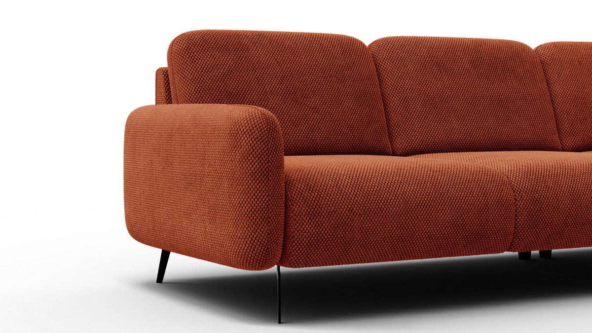 ECKSOFA FEBE 4-Sitzer rechts, dunkelorange - Dunkelorange/Schwarz, Holz/Textil (264/157cm) - Courtois Laville
