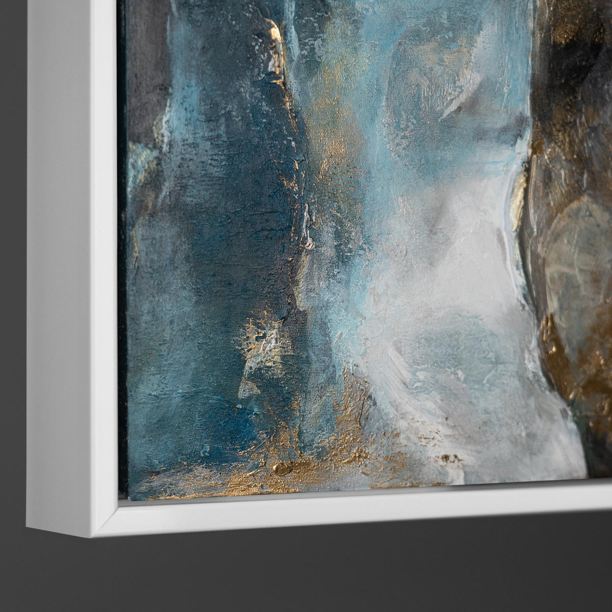 GEMÄLDE Goldene Konsonanzen Schattenfugenrahmen Weiß 120x80 cm - Weiß, Holz (120/80cm) - YS-art gallery