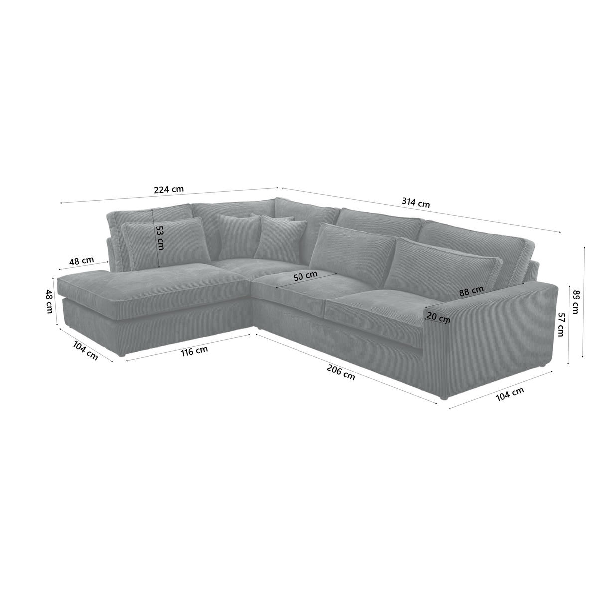 ECKSOFA CAMBO Ohne Schlaffunktion, Dunkelgrau - Dunkelgrau, Textil (314/224cm) - Fedve