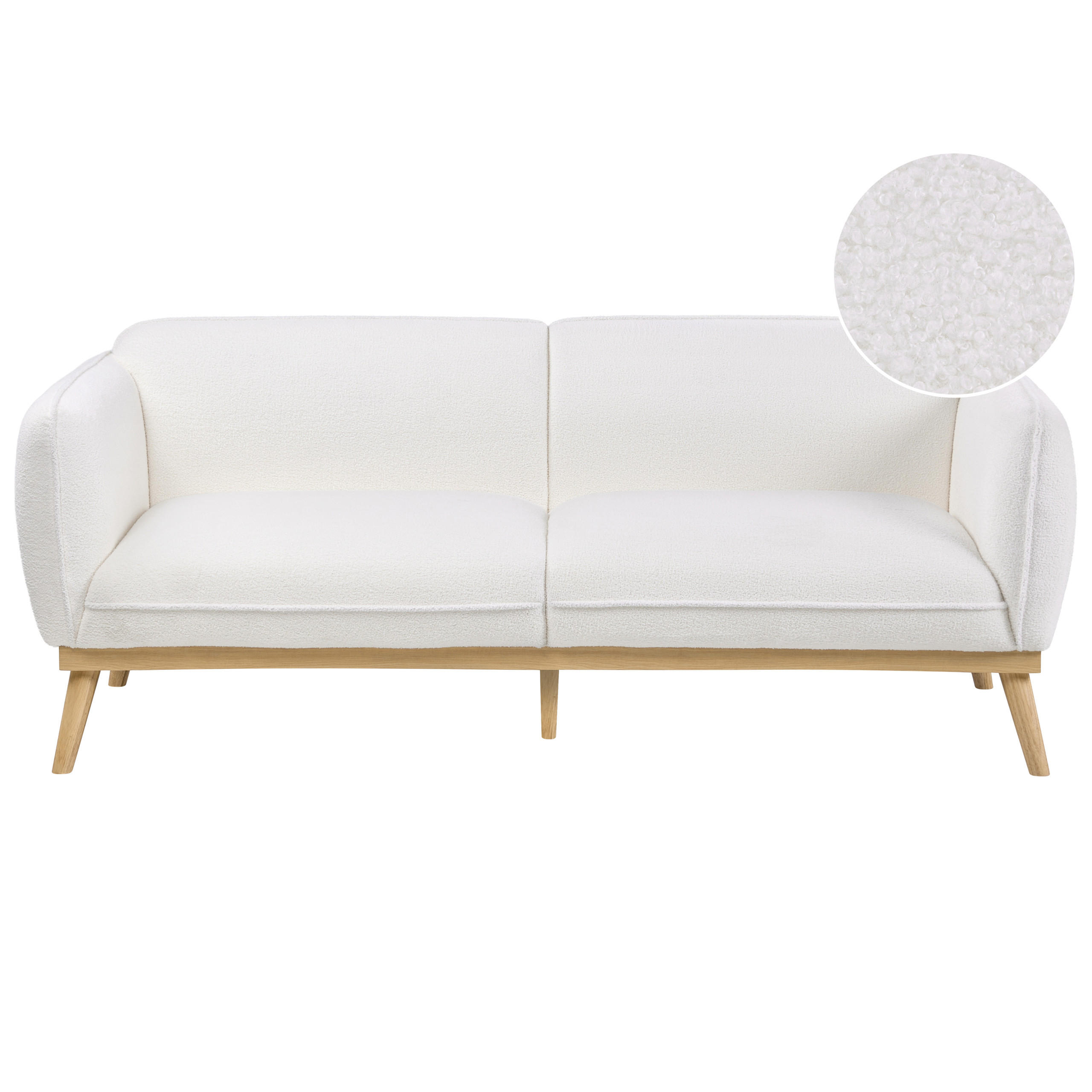 3-SITZER-SOFA Bouclé Weiß Ljung - Hellbraun, Textil (210/82/82cm) - Beliani