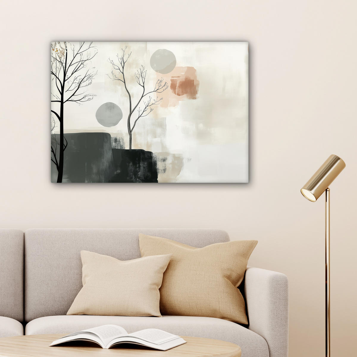 LEINWANDBILD Wabi sabi - Beige - Pflanze Wandbilder 80x60 cm - Sandfarben, Textil (80/60cm) - MuchoWow