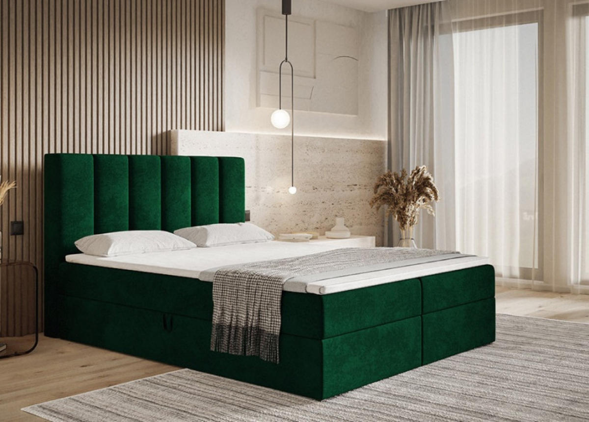 BETT Grün FOX 180x200 cm - Schwarz/Grün, Textil (180/200cm) - Sepro Meble