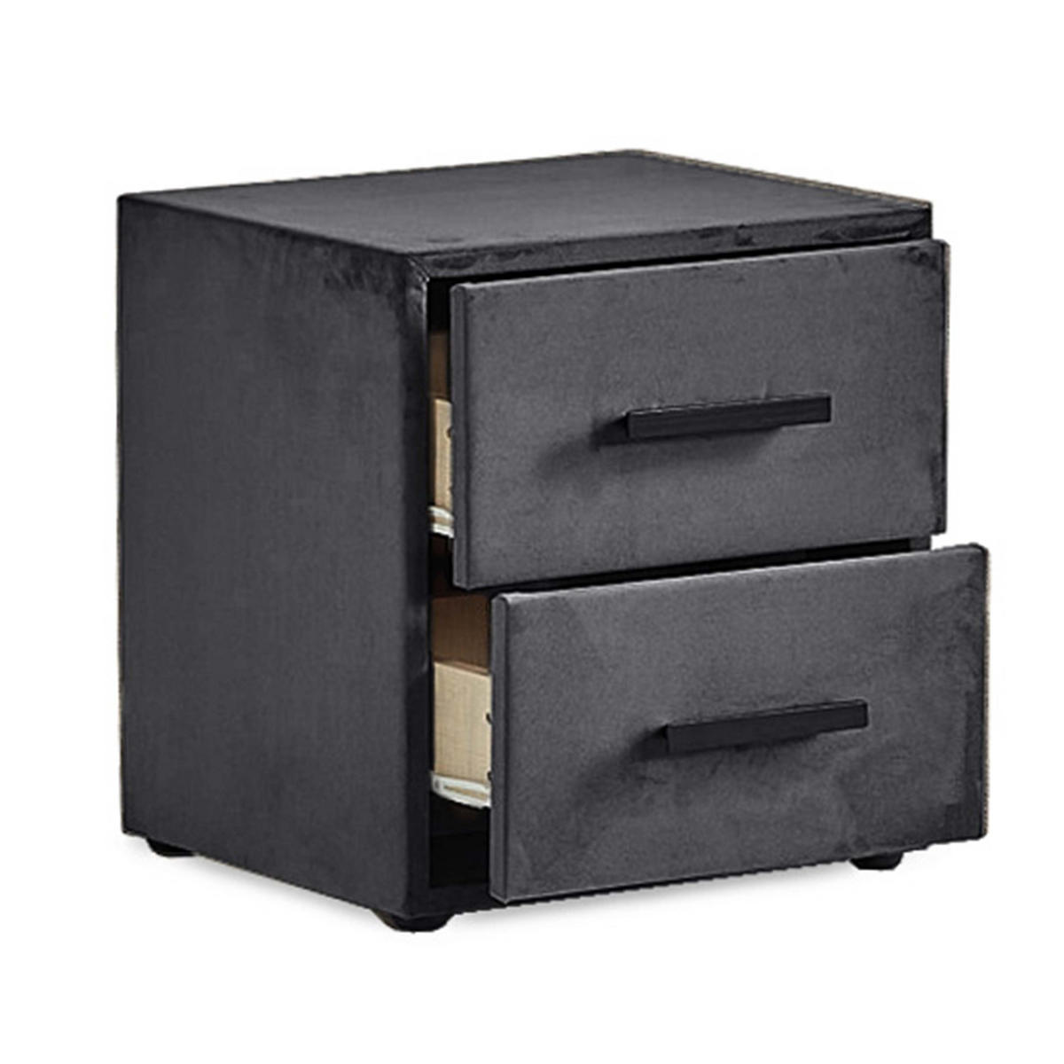 NACHTTISCH NAPOLI 49/53/42 cm, Schwarz, zwei Schubladen - Schwarz/Braun, Holz/Kunststoff (49/42/53cm) - Consilio Concept