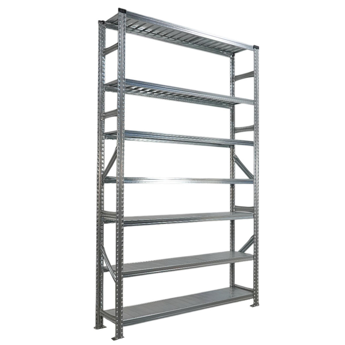 FACHBODENREGAL Proximo Stecksystem 250x450x32cm 7 Ebenen Beidseitig nutzbar Verzinkt - Silberfarben, Metall (450/250/32cm) - PROREGAL