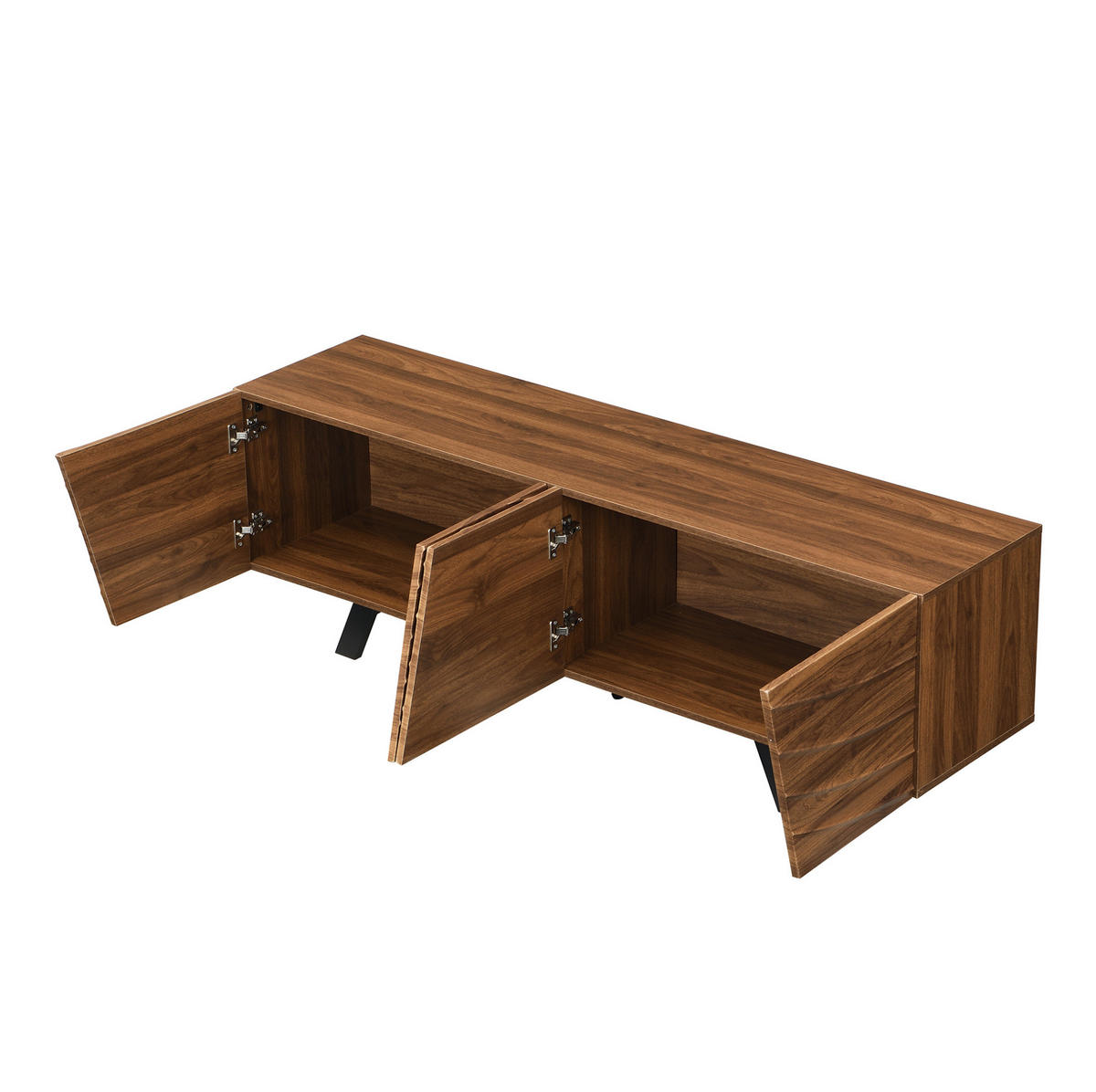 LOWBOARD 160/39/50.5 cm Walnussfarbe aus MDF mit Wellenfront und Kabelmanagement - Walnussfarben, Holzwerkstoff (39/50.5/160cm) - OKMYHOME