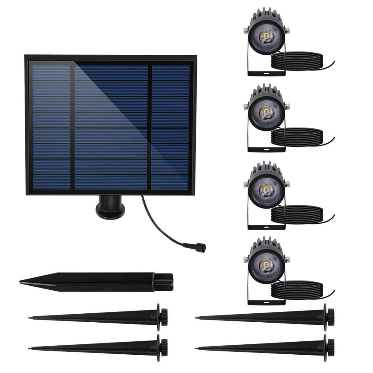 SOLARSPOTS 4er-set vier verbundene ROUNDY schwarz - Schwarz, Kunststoff (7/4/27cm) - Lumisky