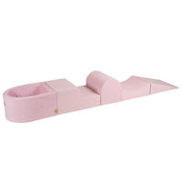 BÄLLEBAD klein mit Schaumstoff Bausteinen für Kinder, Samt, Puderrosa - Hellrosa, Textil (250/45/30cm) - MeowBaby