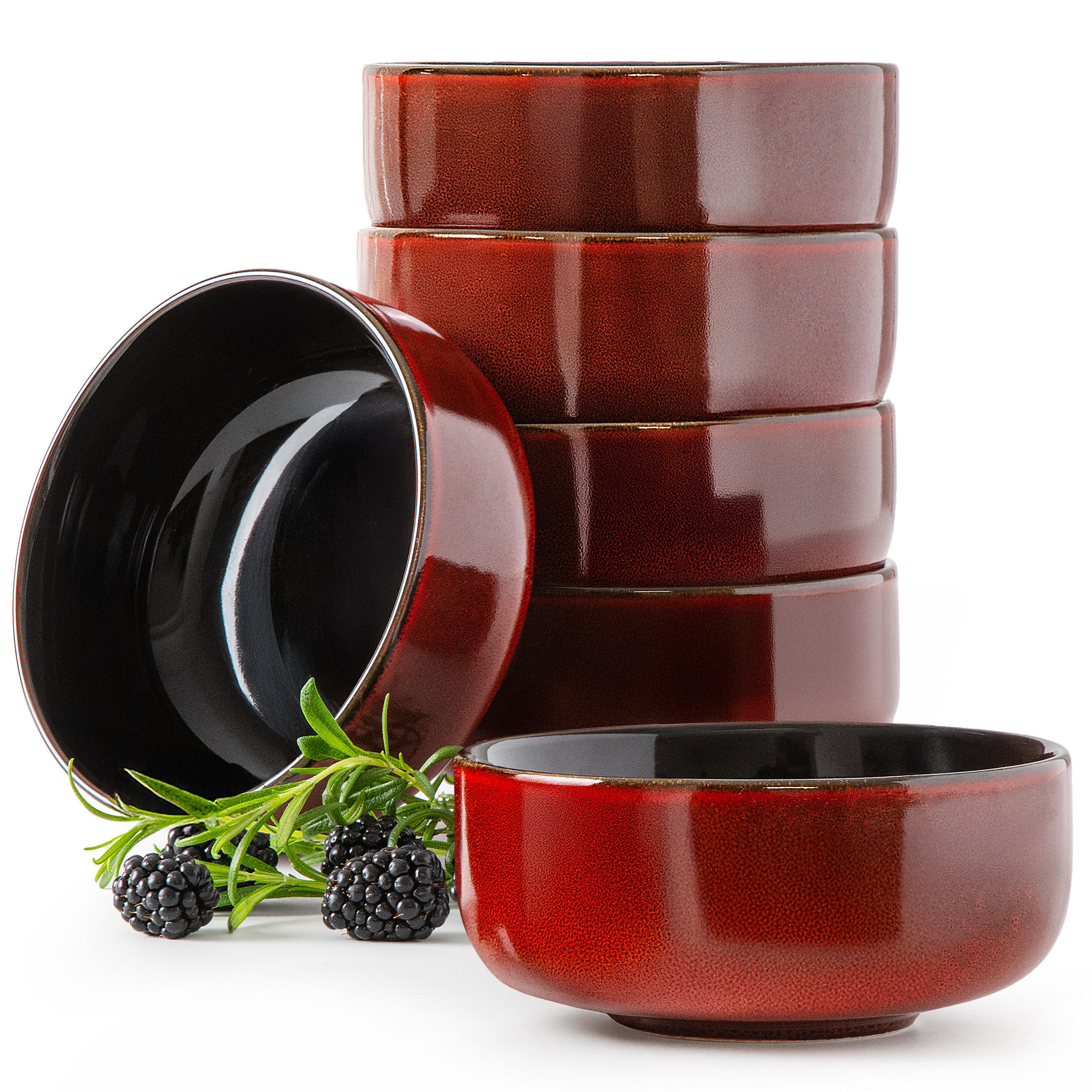 SCHÜSSEL-SET SUPPENSCHALEN GAMBIA 6-tlg, - Rot, Keramik (15cm) - Ritzenhoff Breker