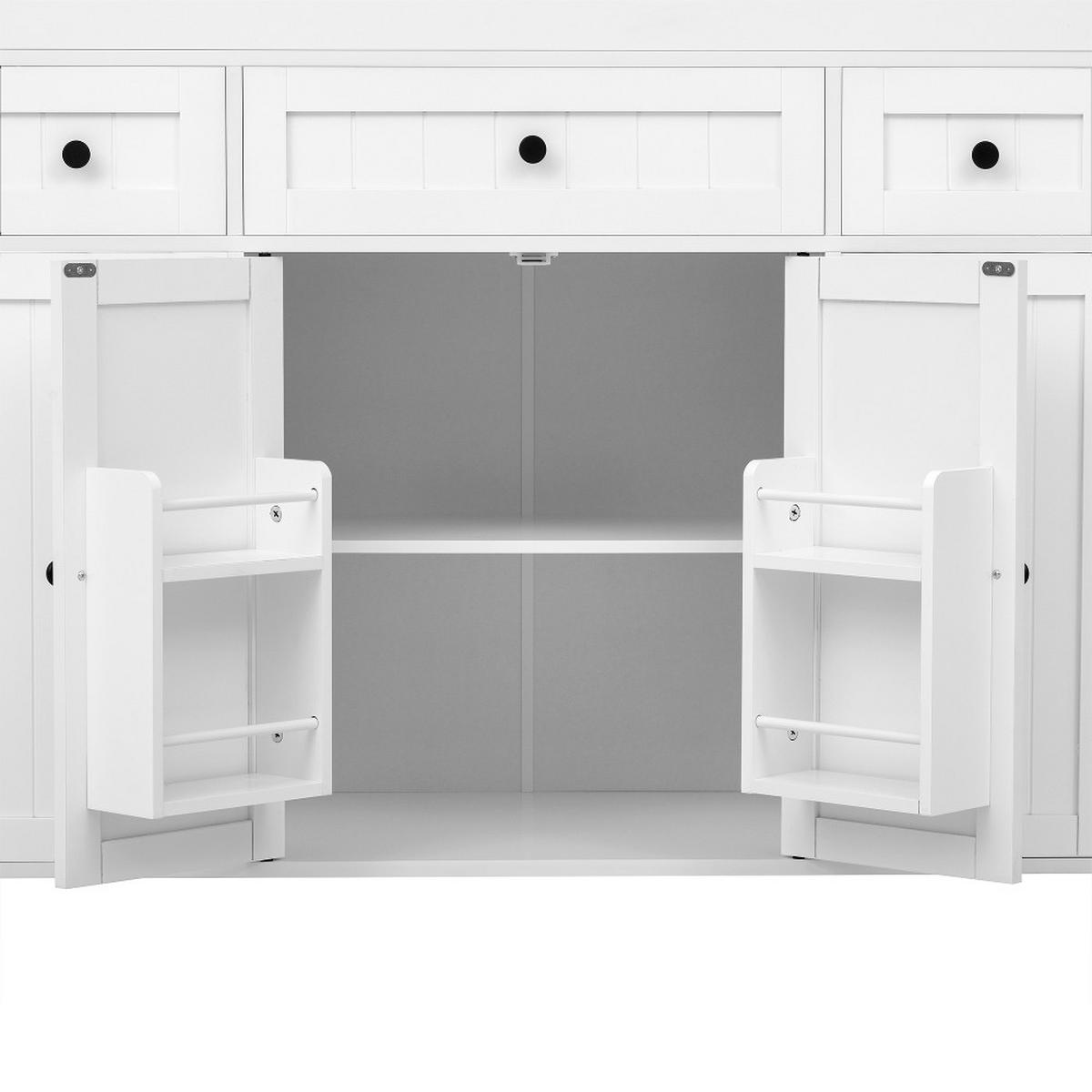 KÜCHENINSEL auf Rollen mit ausziehbarem Essbereich, Gewürzregal und Schubladen, Weiß, 137/45,2/92 cm - Weiß, Kunststoff (45.2/92/137cm) - Rolipo