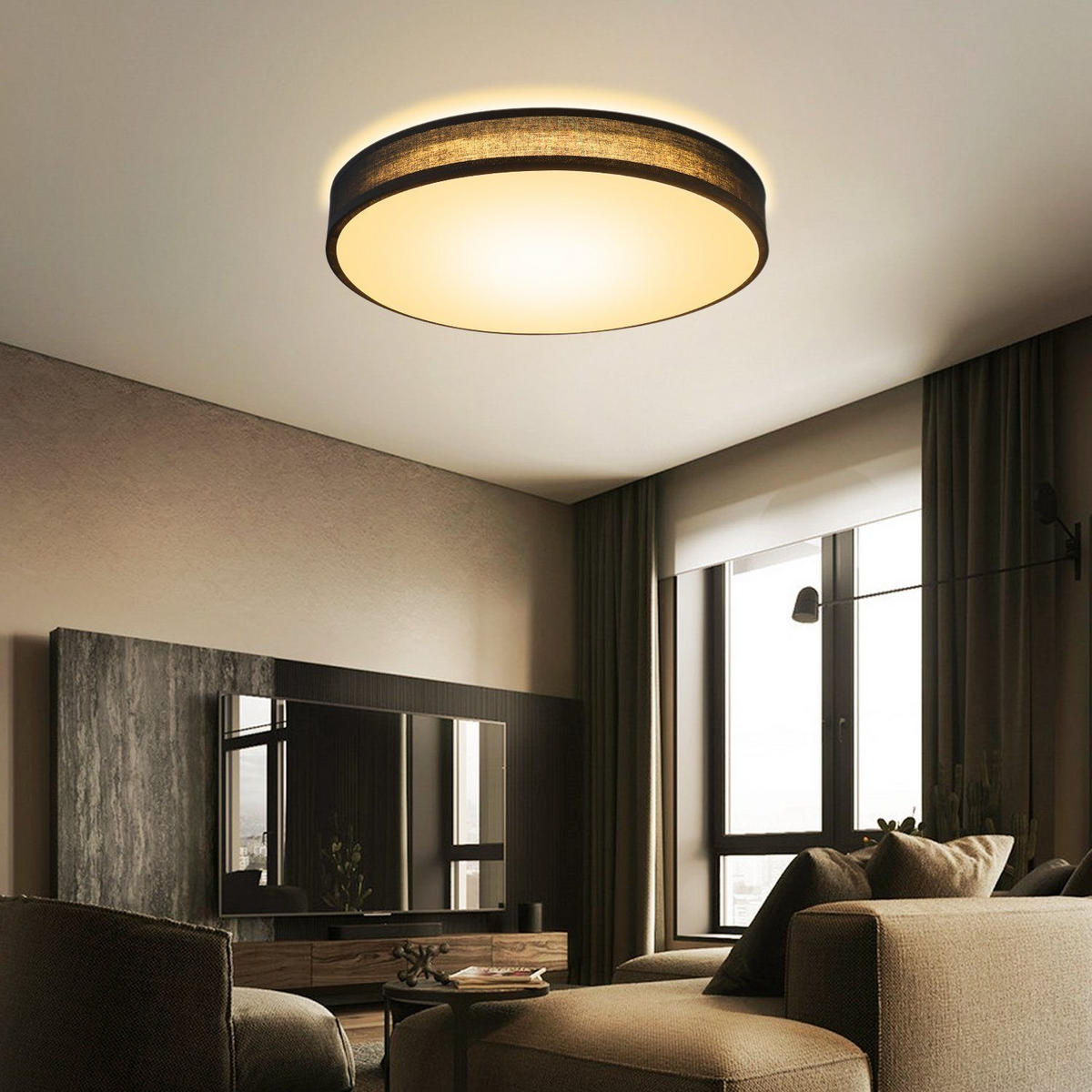 LED-DECKENLEUCHTE Alvira 30/30/6 cm - Schwarz, Textil (30/30/6cm) - Nettlife