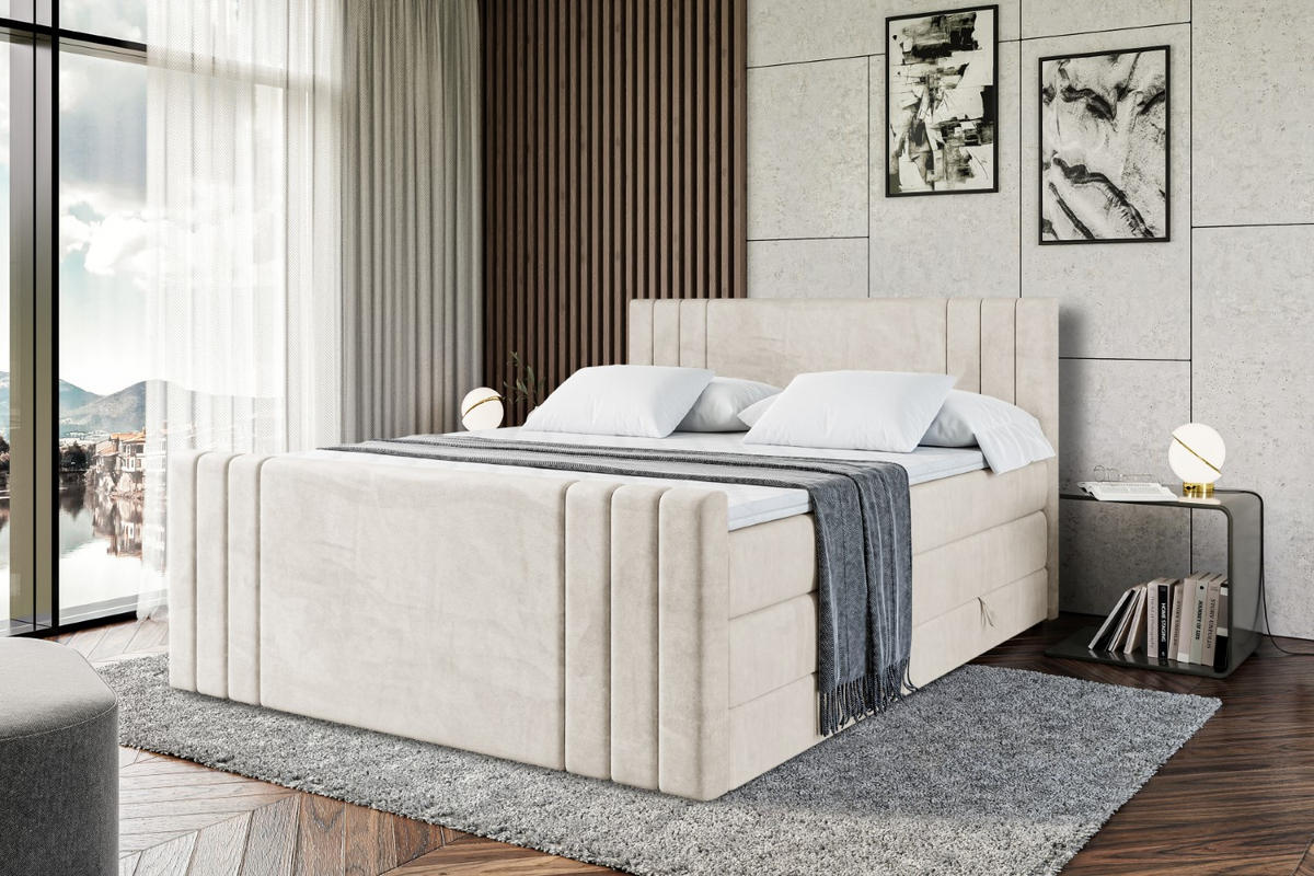 BOXSPRINGBETT IDRIKO-Z KING - 140x200 - H3/H4 - Creme - Creme, Holzwerkstoff (140/200cm) - ALTDECOR