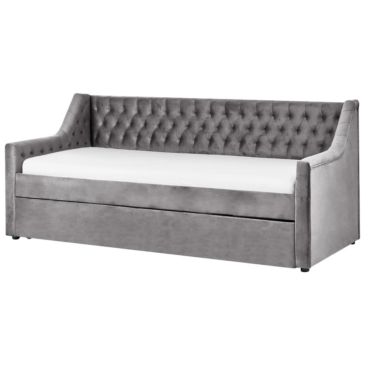 TAGESBETT 90/200 cm Hellgrau Montargis - Hellgrau, Textil (90/200cm) - Beliani