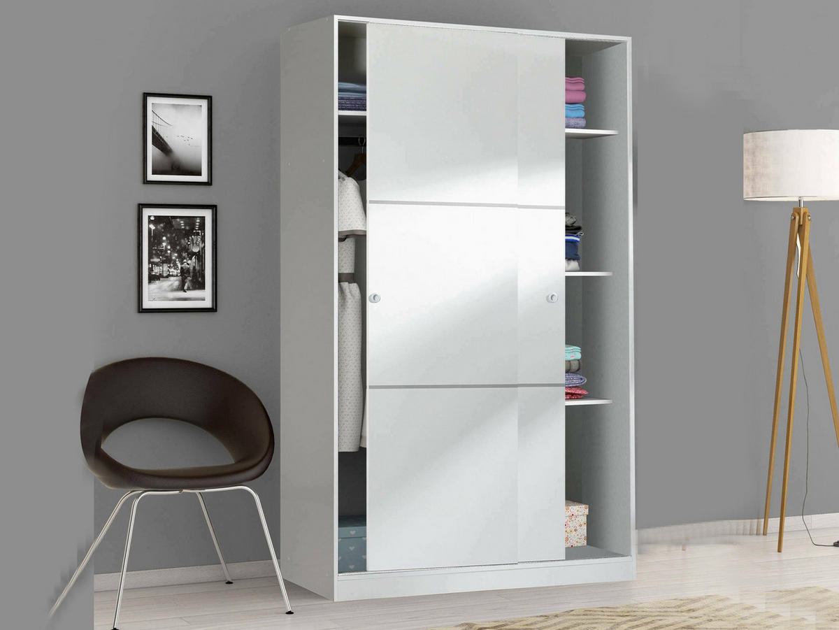 KLEIDERSCHRANK 2 TÜREN Weiß 50/120/200 cm - Weiß, Holzwerkstoff (120/200/50cm) - DMORA