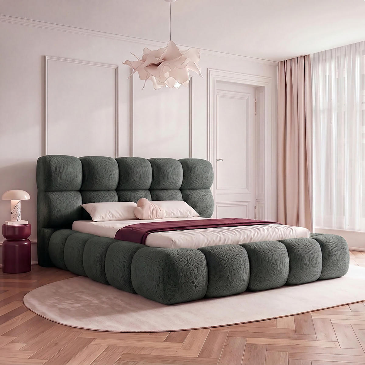 POLSTERBETT FERAGU 120x200 cm, Grün - Grün, Textil (200/120cm) - Fedve